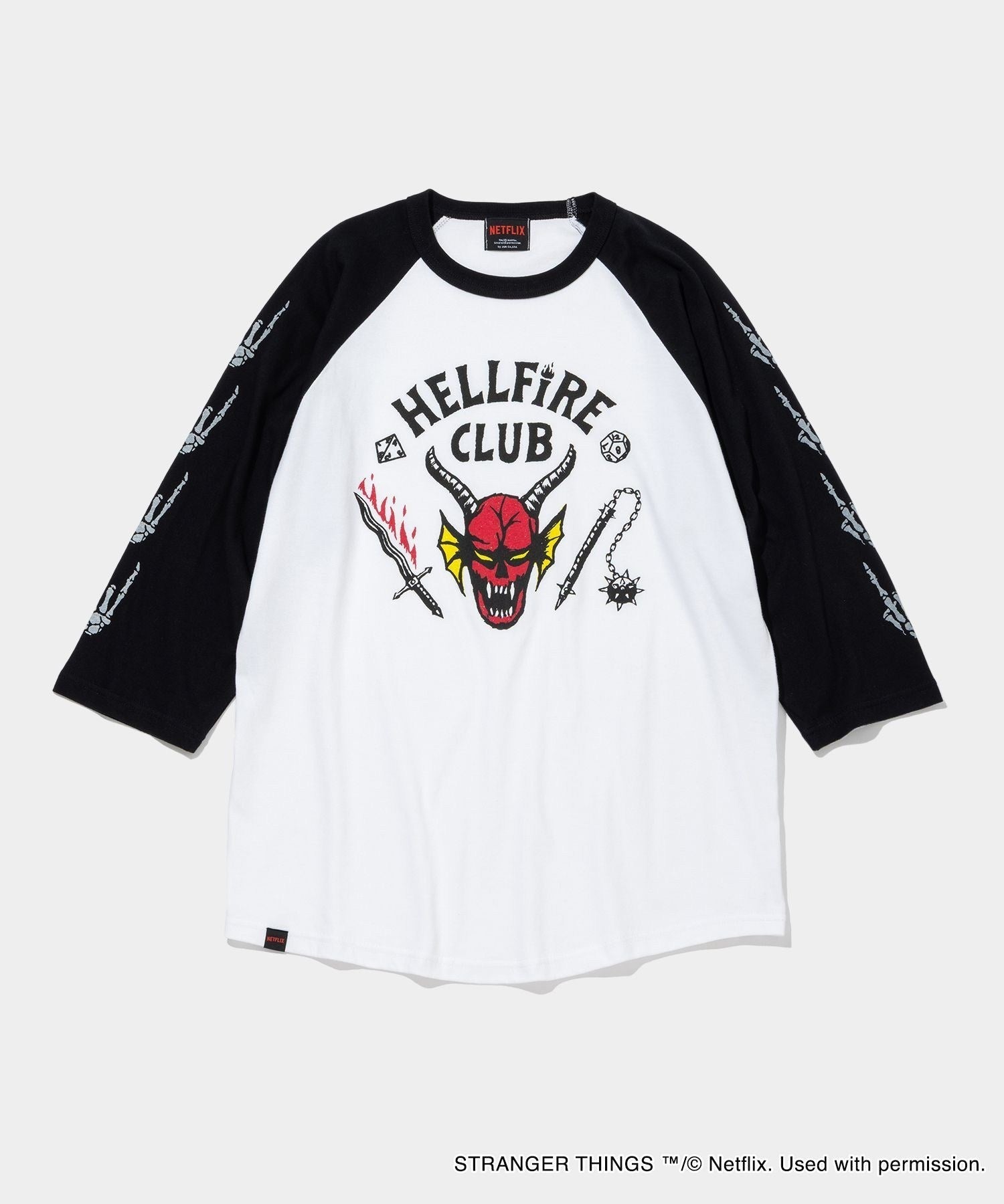 STRANGER THINGS HELLFIRE CLUB RAGLAN SLEEVE TEE