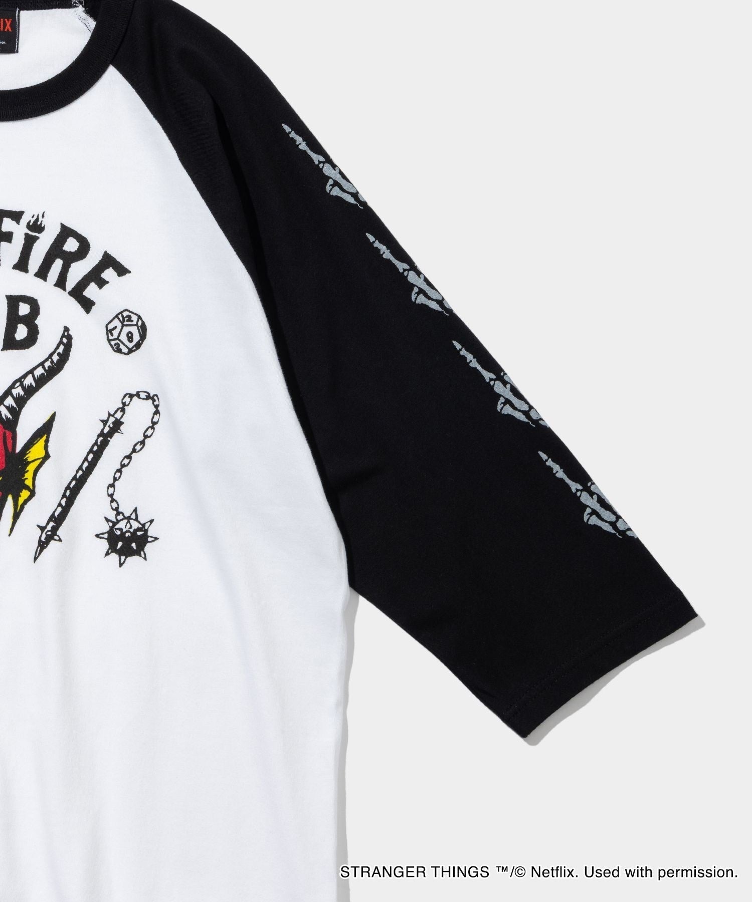 STRANGER THINGS HELLFIRE CLUB RAGLAN SLEEVE TEE