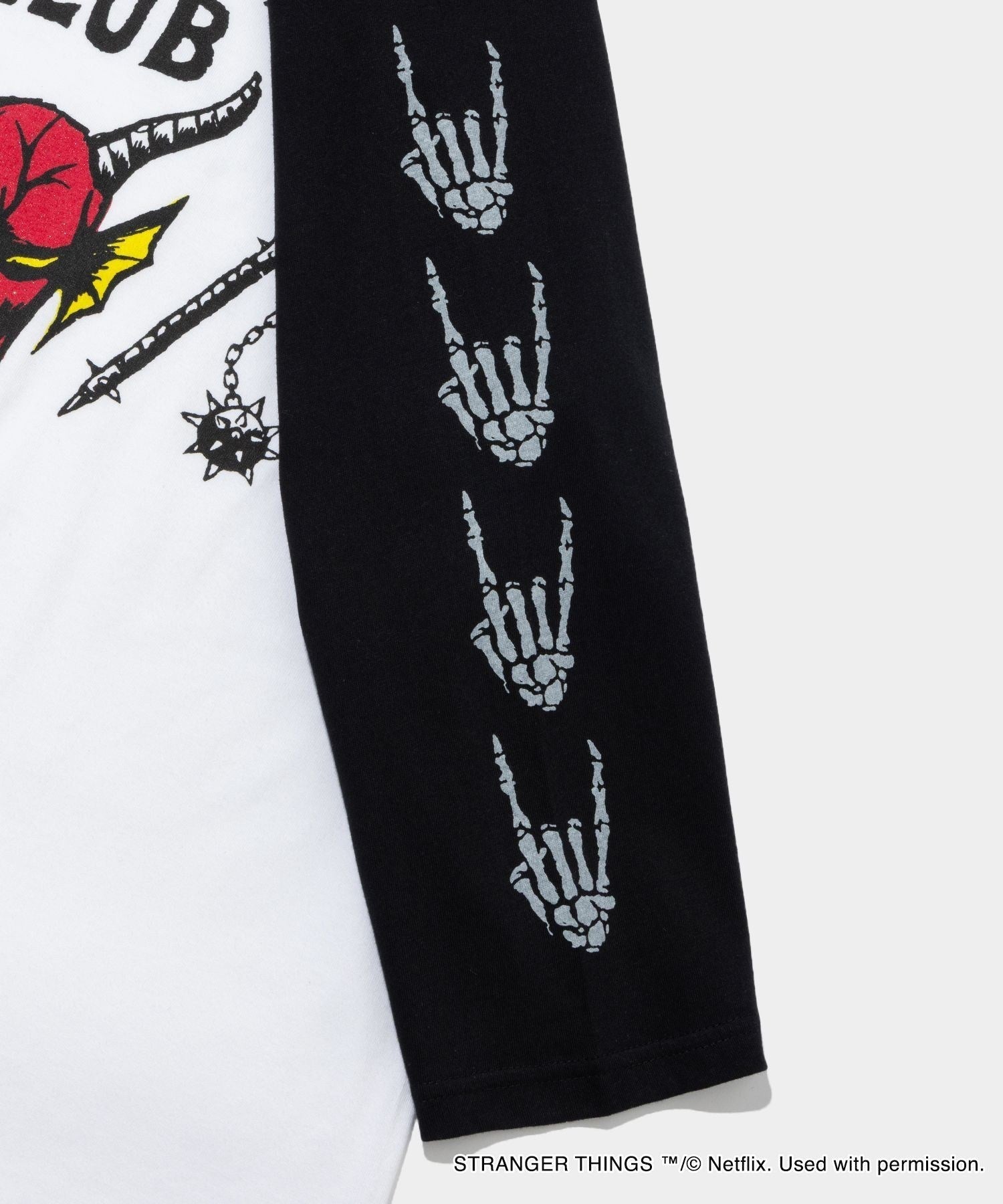 STRANGER THINGS HELLFIRE CLUB RAGLAN SLEEVE TEE