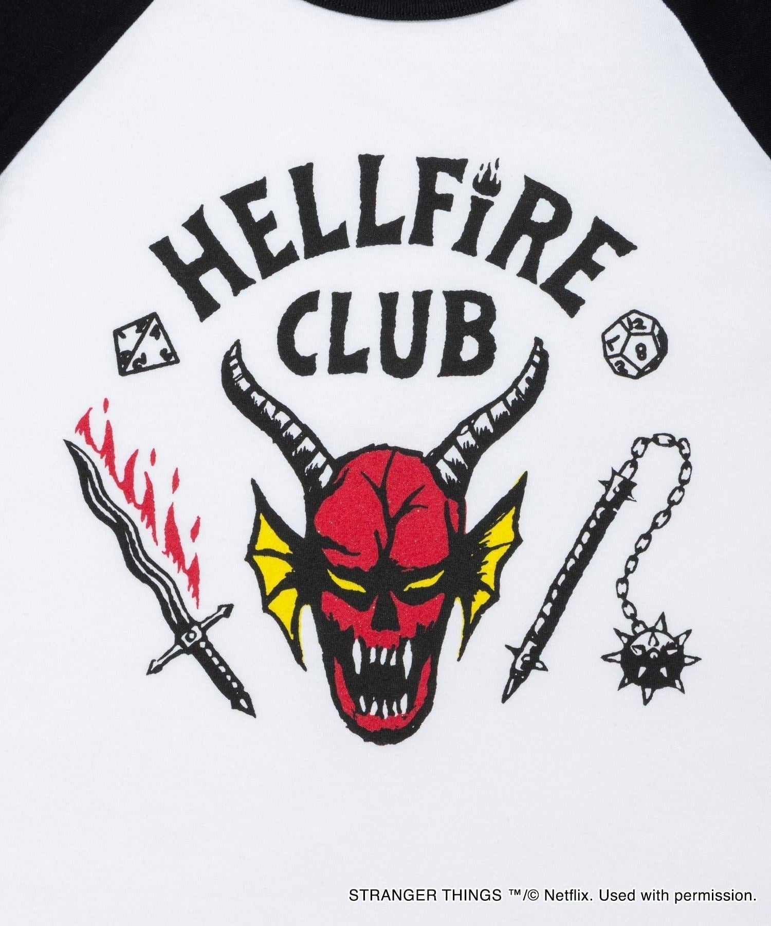 STRANGER THINGS HELLFIRE CLUB RAGLAN SLEEVE TEE