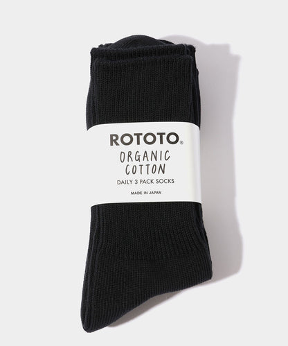 ROTOTO Organic Daily 3 Pack Ribbed  Crew Socks