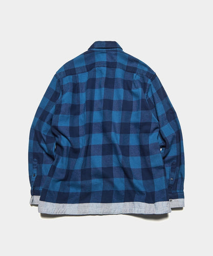 LINE FLANNEL CHECK DRAWCORD SHIRT